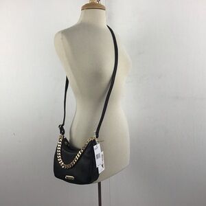 Jessica Simpson black faux leather crossbody bag with cardholder set / box NWT